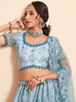 Sky Blue Premium Net Lehenga Choli